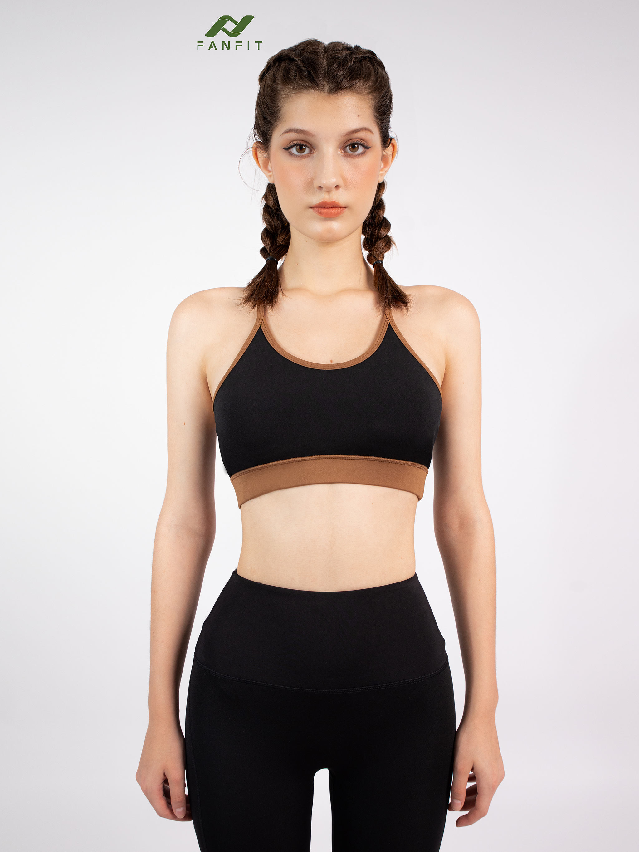 Áo bra thể thao tập Gym Yoga Pilates FANFIT FFSB001 - Phối viền màu, 2 dây ôm sát dày dặn - Tặng mút ngực - TYM FASHION