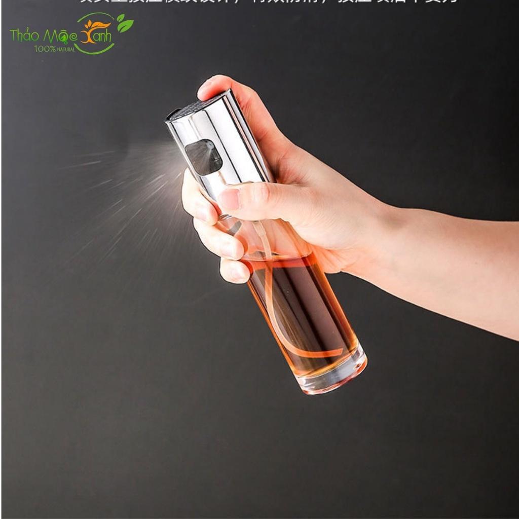 Bình Xịt Dầu ăn Phun Sương 100ml,Chai Xịt Thủy Tinh Dầu ăn Phun Sương Nắp Inox 304