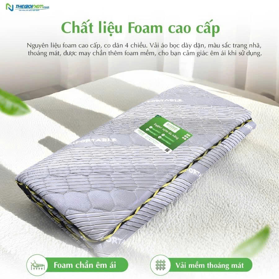Nệm Bông Ép Gấp 3 Tatana Comfort, Lõi Xanh, Di Chuyển Tiện Lợi, Áo Nệm Nhiều Màu Ngẫu Nhiên
