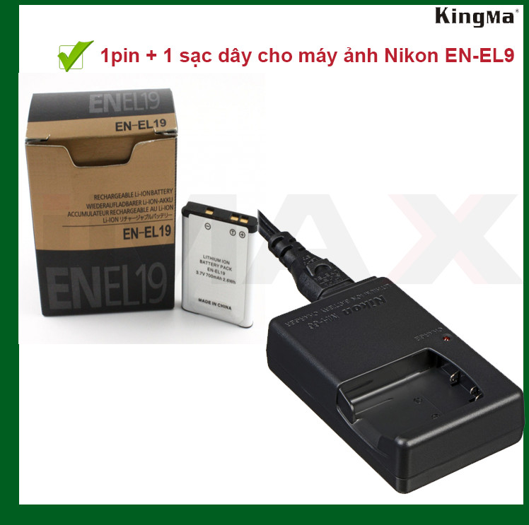 BỘ 1 PIN 1 SẠC THAY THẾ CHO MÁY ẢNH NIKON EN-EL19 - HÀNG NHẬP KHẨU