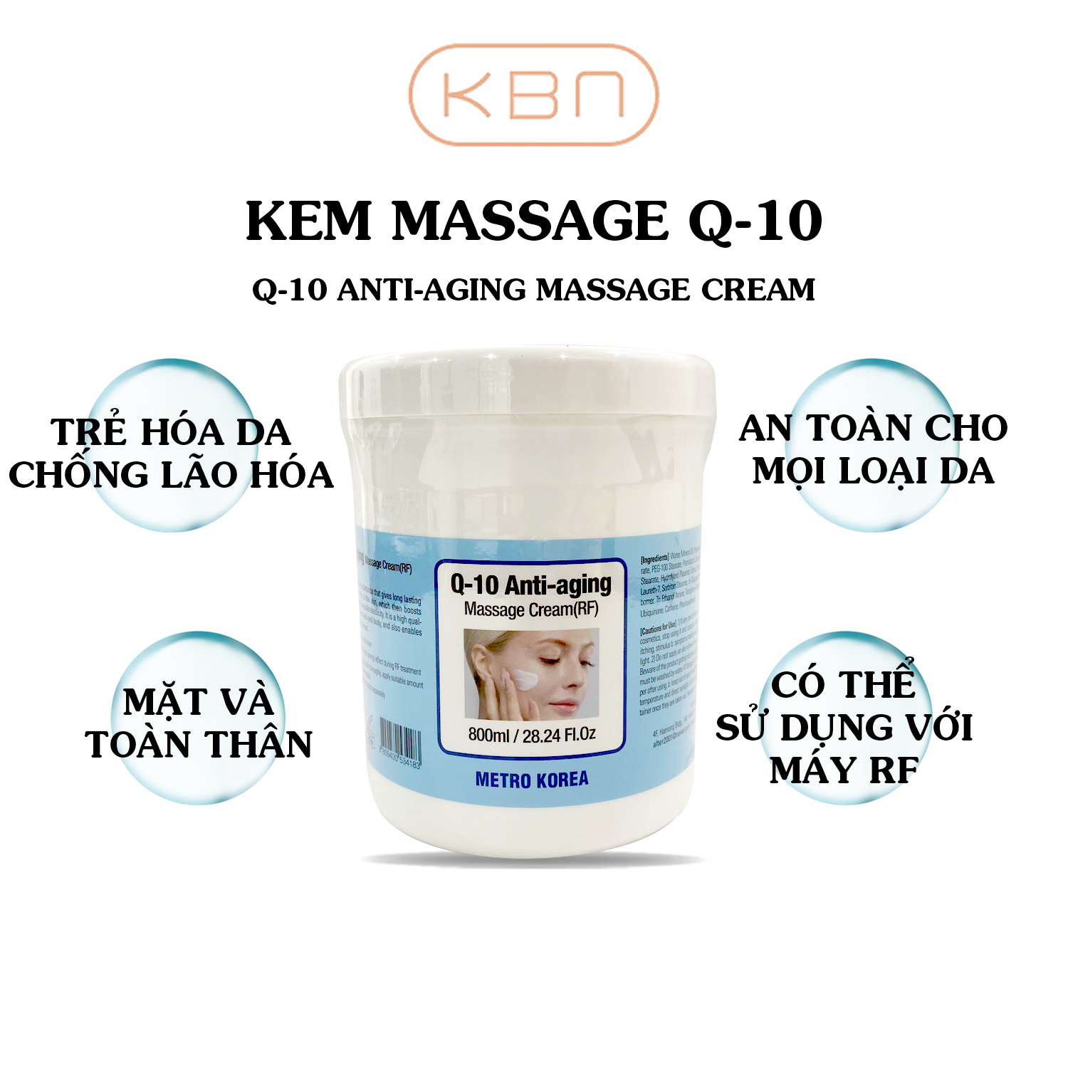 Kem Massage Mặt Và Body Cho Spa Hàn Quốc, Kem Massage RF Q10 Anti - Aging 800ml - Nâng Cơ, Xóa Nhăn (Hàng Chính hãng)