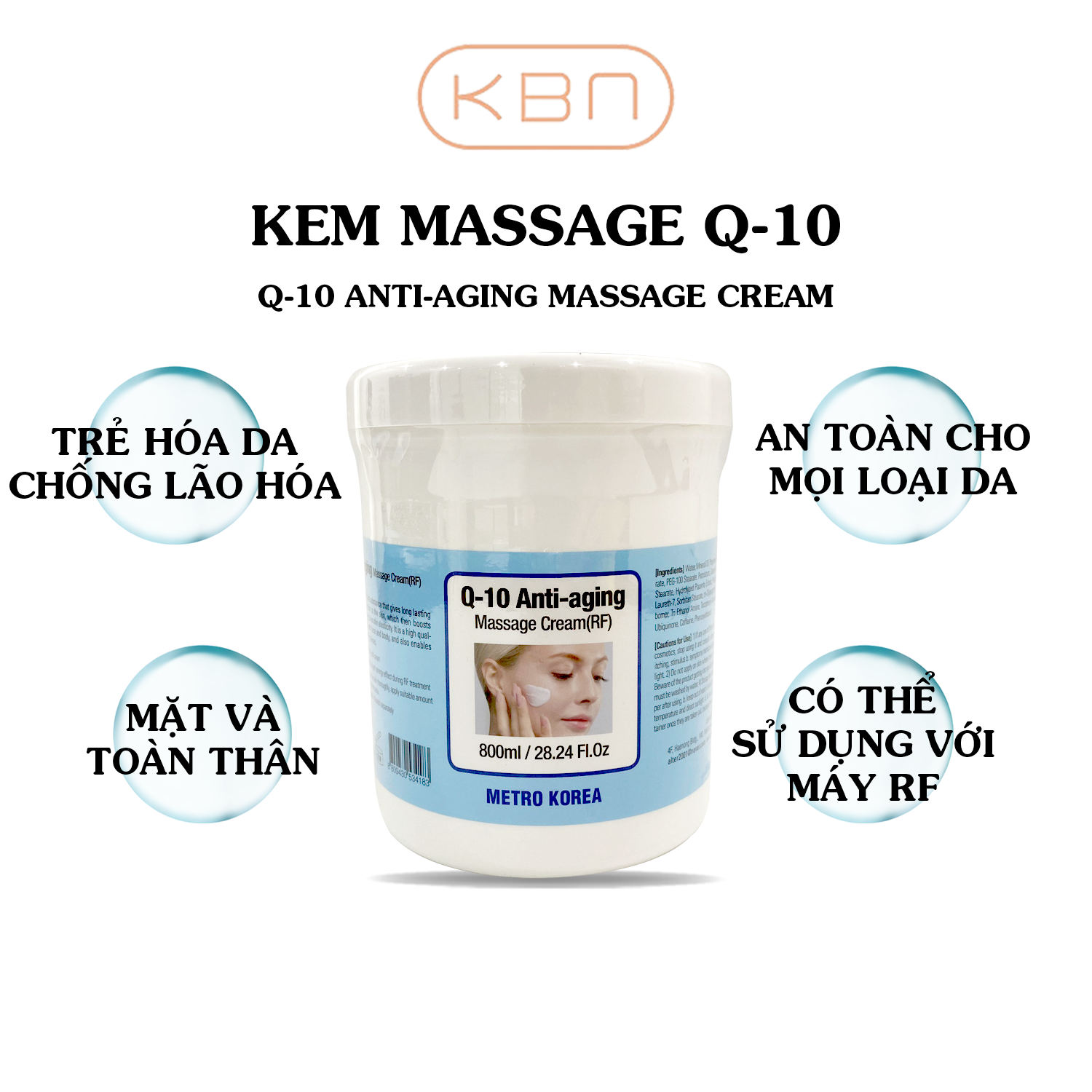 Kem Massage Mặt Và Body Cho Spa Hàn Quốc, Kem Massage RF Q10 Anti - Aging 800ml - Nâng Cơ, Xóa Nhăn