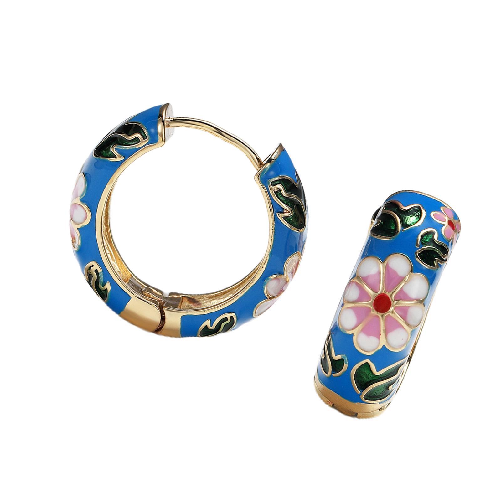 Elegant Hoop Earrings Party Jewelry Color Zircon Stud Earrings Red