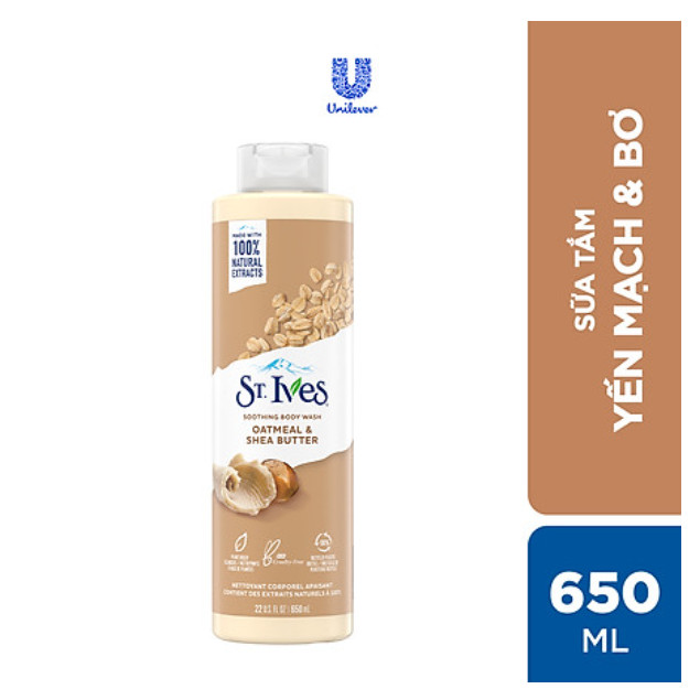 Sữa tắm dưỡng da St.Ives Yến mạch và Bơ 650ml