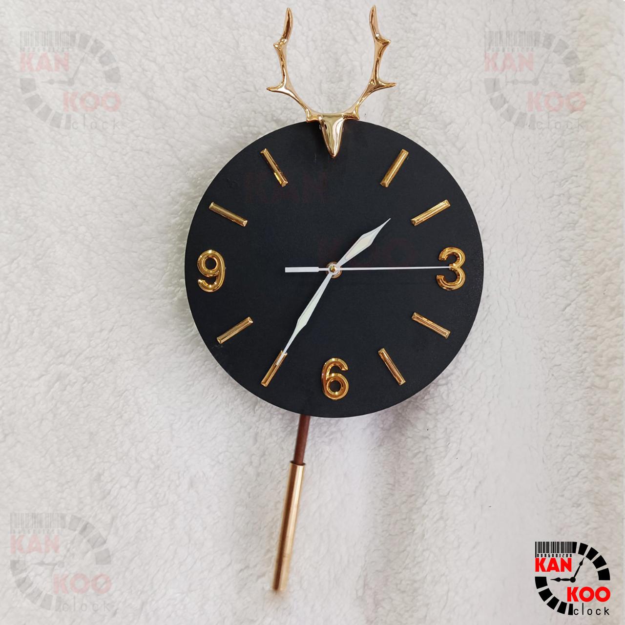 Đồng Hồ Treo Tường Nghệ Thuật  KIM TRÔI Quả Lắc -Hình Đầu Hươu (Nai) kim dạ quang phát sáng vào ban đêm