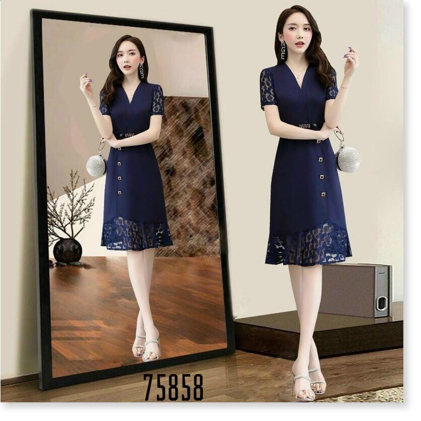 ĐẦM UMI TAY NGẮN,CỔ V,HỌA TIẾT TRƠN NHƯNG VÔ CÙNG SANG TRỌNG KHÁNH AN FASHION