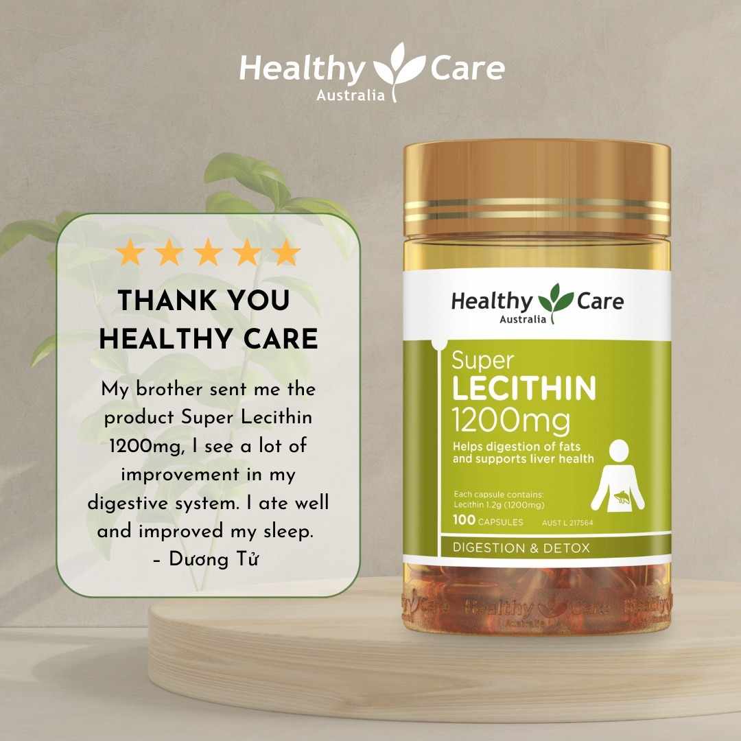 Mầm đậu nành Úc Healthy Care Super Lecithin 1200mg tăng cường chức năng gan khỏe mạnh, nâng cao sức  khỏe, sắc đẹp từ bên trong - OZ Slim Store