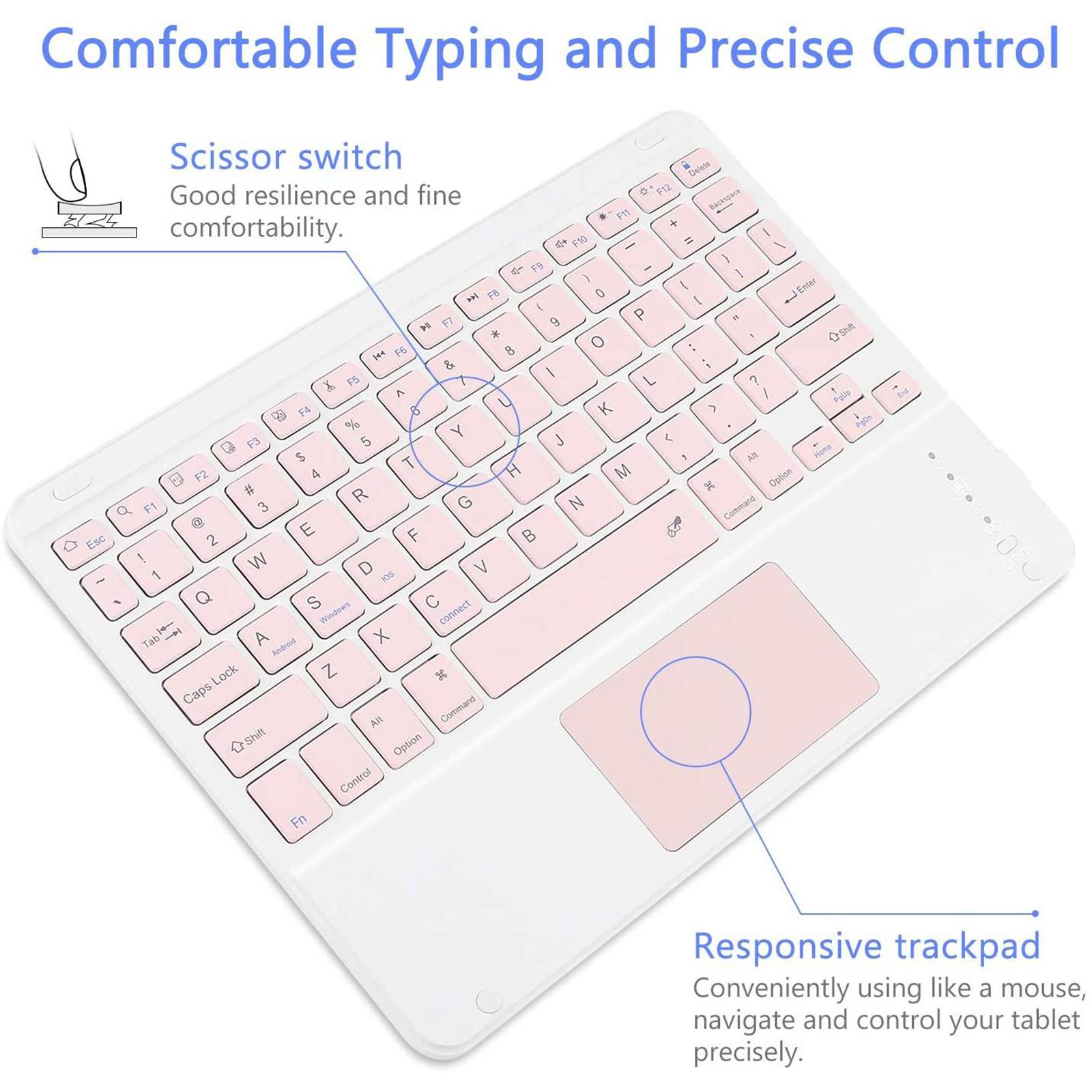 Slim Wireless Bluetooth Keyboard with Touchpad for iPad, Cable-Free, Easy to Operation