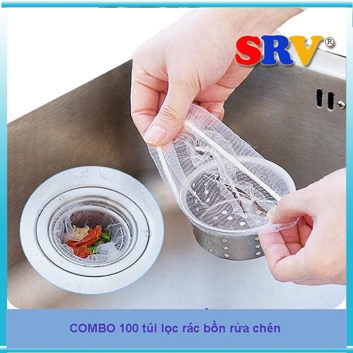 Sẵn Hàng - Combo 100 Túi Lọc Rác Bồn Rửa Chén Thông Minh-Tự Hủy Sinh Học-Có Chun Ở Miệng Giúp Dễ Dàng Sử Dụng ... ...