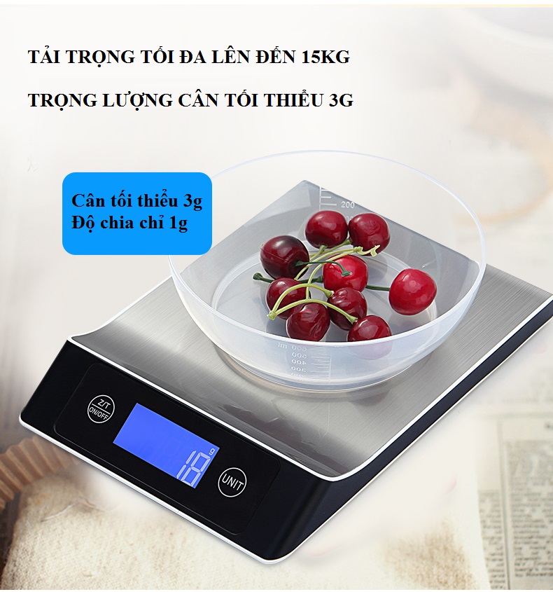 Cân điện tử nhà bếp 5kg/1g cao cấp V2017 ( Chống nước nhẹ )