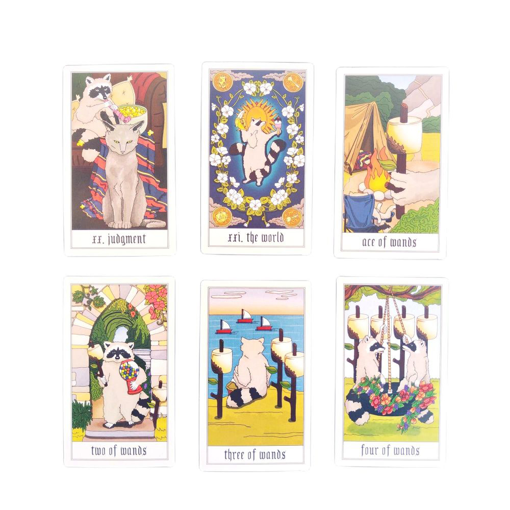 Bộ bài Trash Panda Tarot 78 lá 7x12 cm tặng đá thanh tẩy