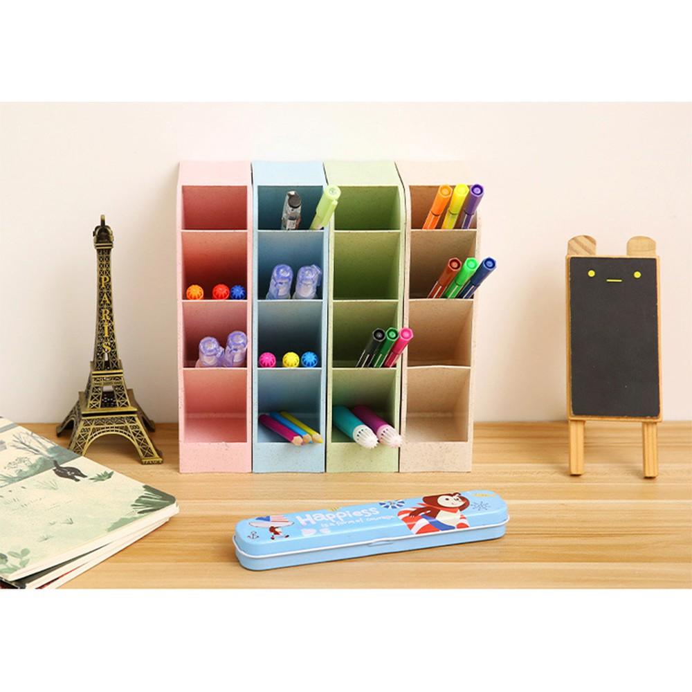 Giá Để Bút DÁNG CHÉO Thế Hệ Mới V6 - Khay Hũ Hộp Bút Để Bàn, Ống Đựng Đa Năng