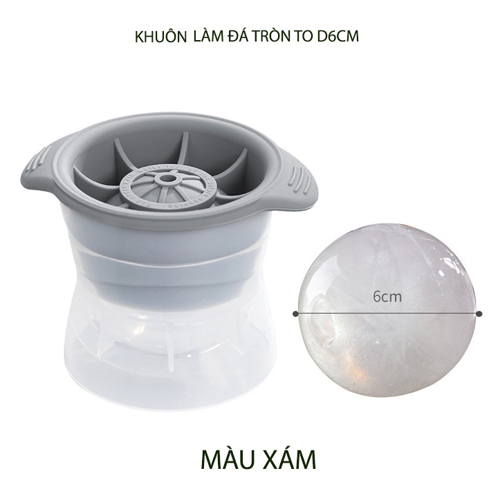 Khuôn làm đá tròn to D6cm, vật liệu nhựa TPR-PP chịu nhiệt