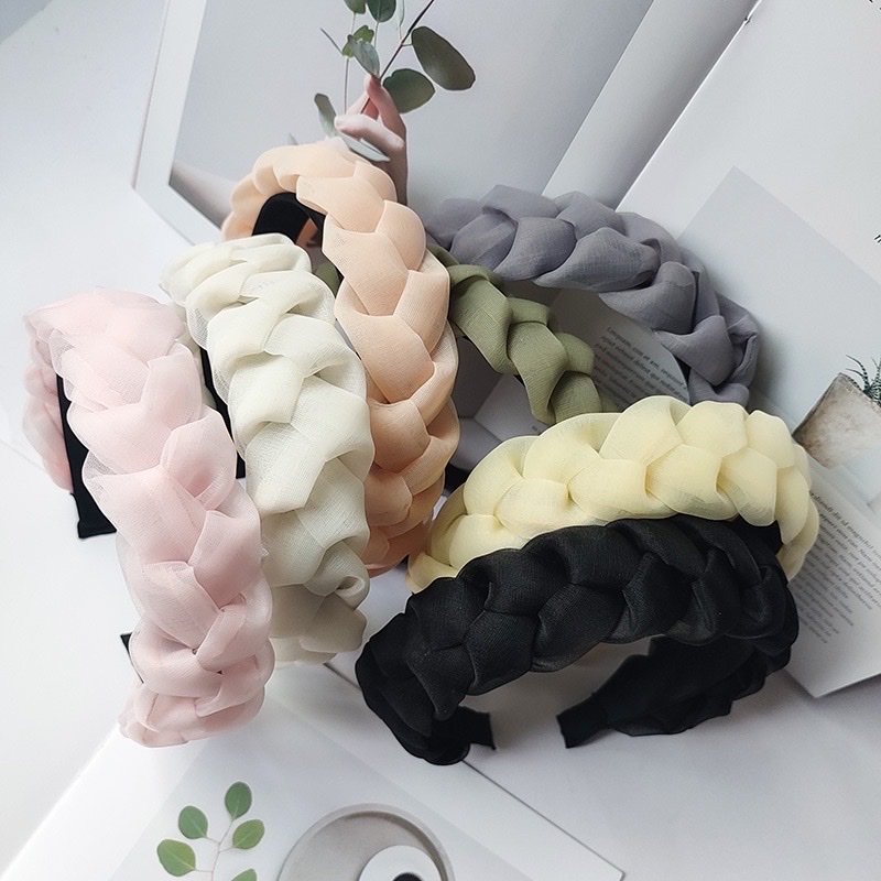 Combo 2 cài tóc dạng bện thắt bím vải voan , phong cách thời trang Hàn Quốc xinh xắn đáng yêu cute cho phái đẹp