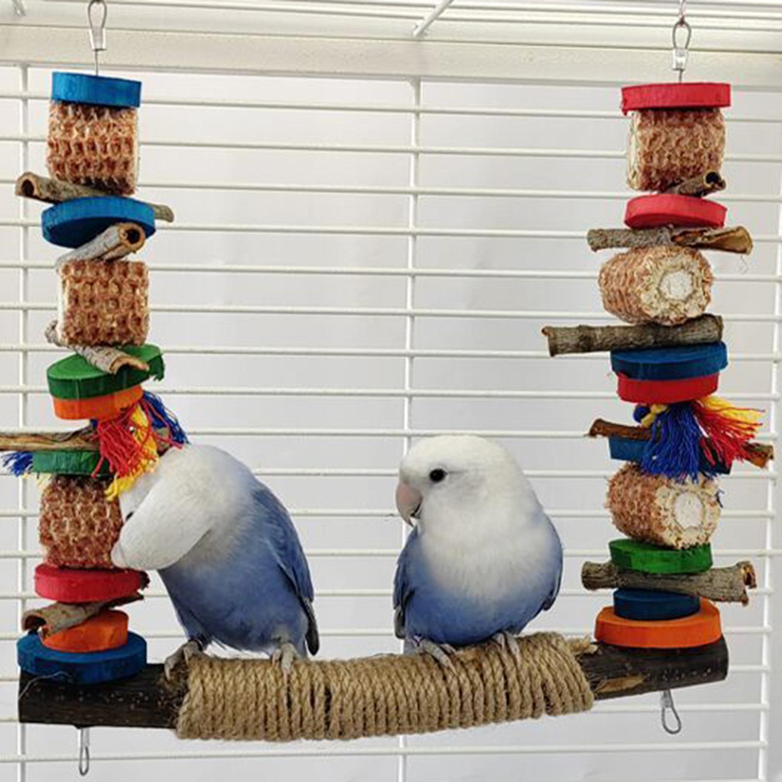 Bird Swing Perch, Cage Hanging Toy, Wood Parrot Bird Perch, Cage Swing Wooden Perch