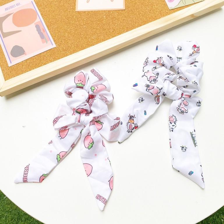 Cột tóc scrunchies nơ dễ thương