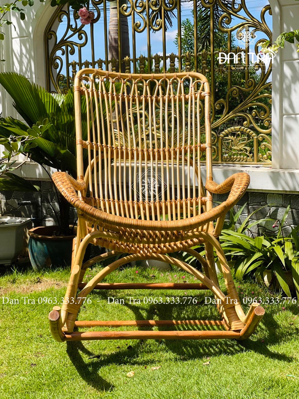 Ghế Mây Bập Bênh Thư Giãn ĐAN TRÀ, Ghế Bập Bênh Mây Tay Đan, Ghế Mây Cho Người Già, Bàn Ghế Mây Tre ĐAN TRÀ
