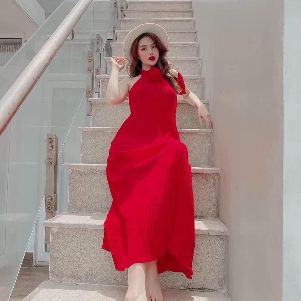 Đầm Maxi Lụa Dập Ly 3 màu Mixiz House