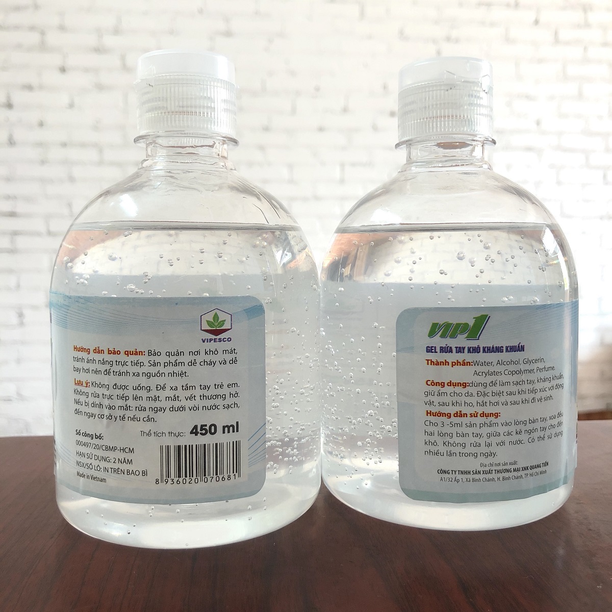 Gel Rửa Tay Khô, Gel Rửa Tay Kháng Khuẩn, Nước Rửa Tay Diệt Khuẩn Vip1 450ml - Bảo Vệ Vượt Trội, Loại Bỏ 99,9% Vi Khuẩn và Cân Bằng Độ Ẩm Cho Da