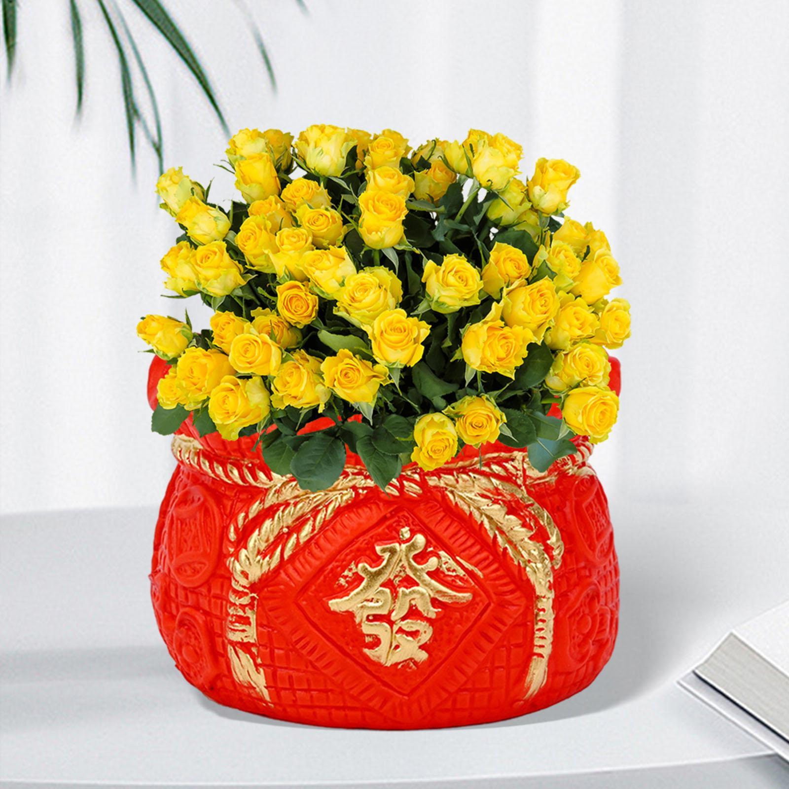 Ceramics Chinese Lucky Money Box Flower  Planter Pot Ornament