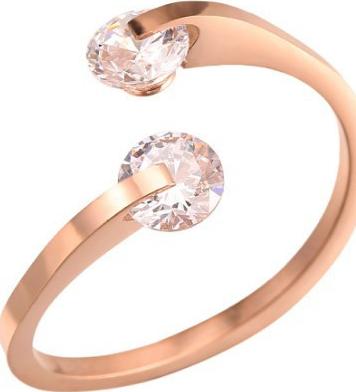 Nhẫn Hở 2 Viên Đá Titan Không Đen TT 2452