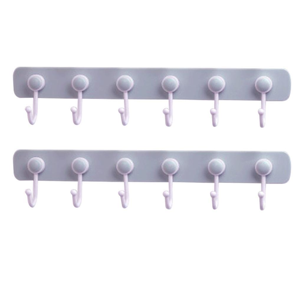 2pcs Self Adhesive Hook Rack Rail Coat Hat Wall Mounted Closet Hanger