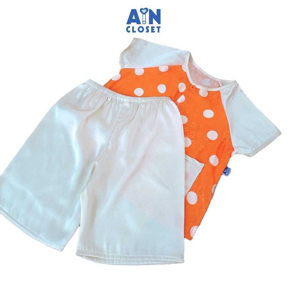 Bộ quần áo Bà Ba Lửng bé gái họa tiết Bi Lụa Cam - AICDBGYHOS67 - AIN Closet