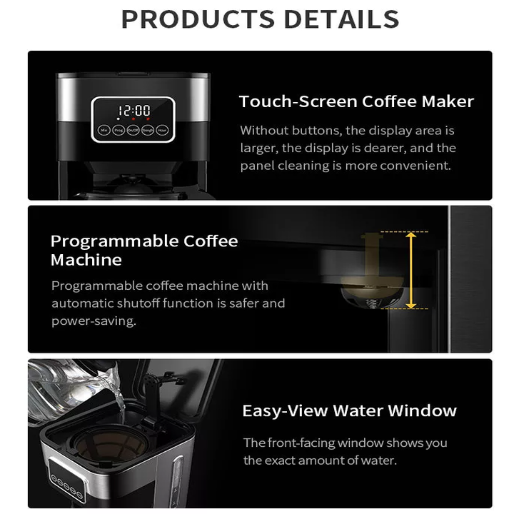 Máy pha cà phê tự động cao cấp Shardor CM1429TA-GS, công suất 900W, dung tích 1500ml - Hàng chính hãng, bảo hành 12 tháng