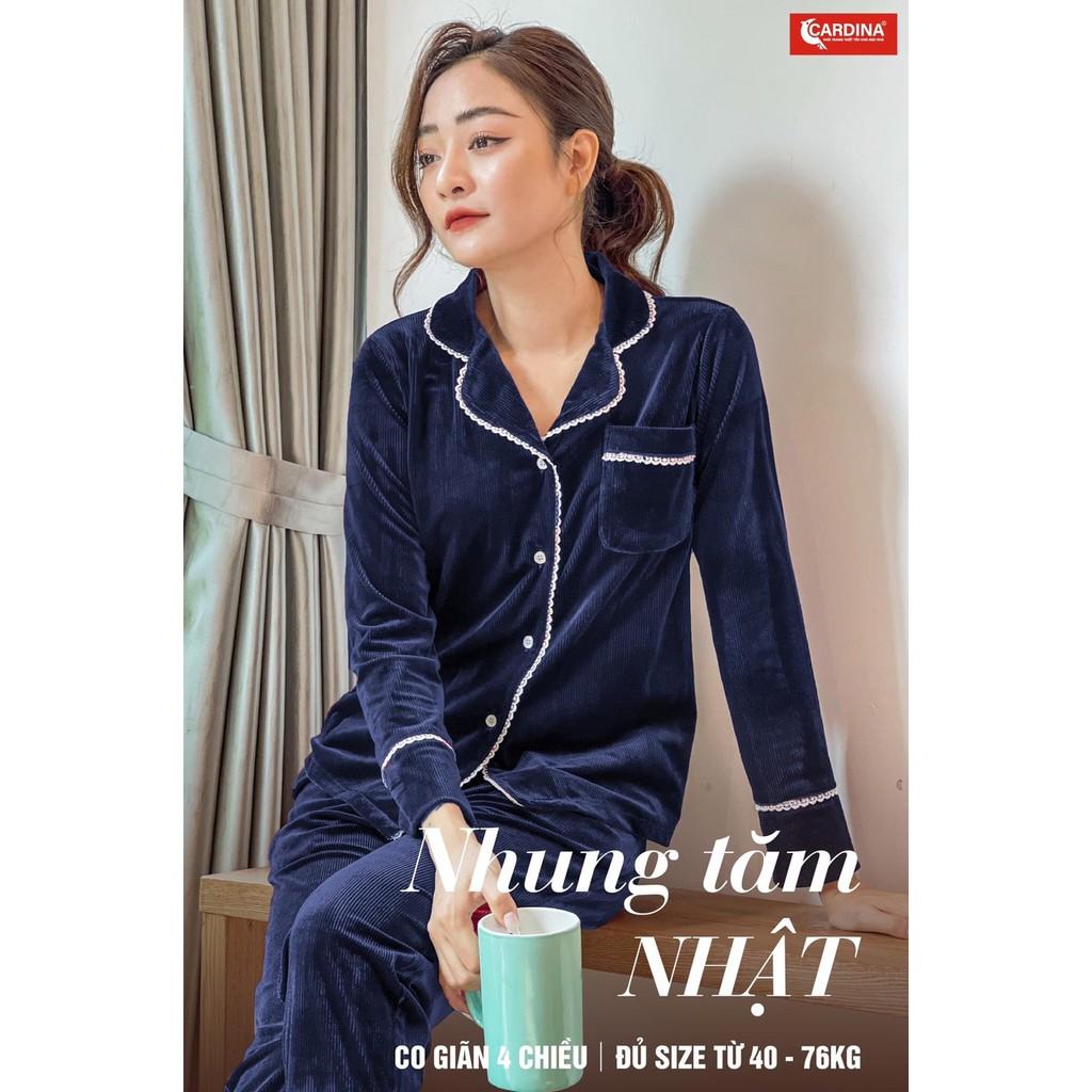 Đồ bộ, bộ pijama nữ vải nhung tăm cao cấp kiểu dáng thanh lịch sang trọng, màu sắc hiện đại