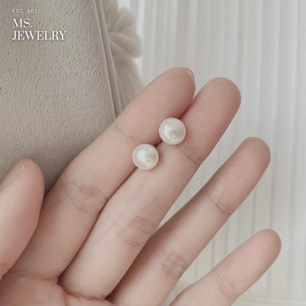 Khuyên Tai Ngọc Trai Nước Ngọt Chốt Bạc S925 Size 7-8mm