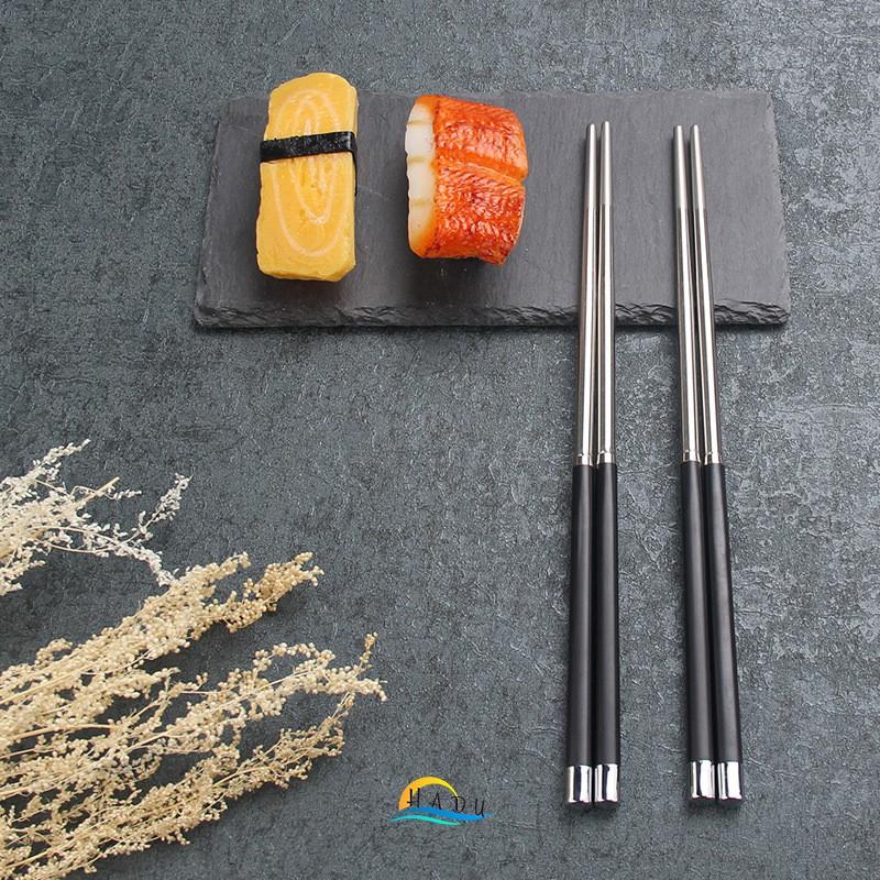 Đũa Inox 304 Kiểu Nhật Bản Chống Trơn Cao Cấp Sang Trọng HADU