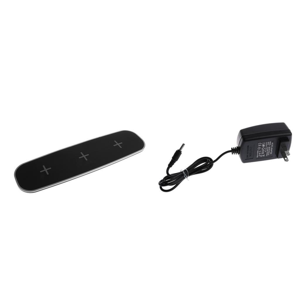 Multifunction Wireless Charger Triple Stand Fast Charging Pad Black