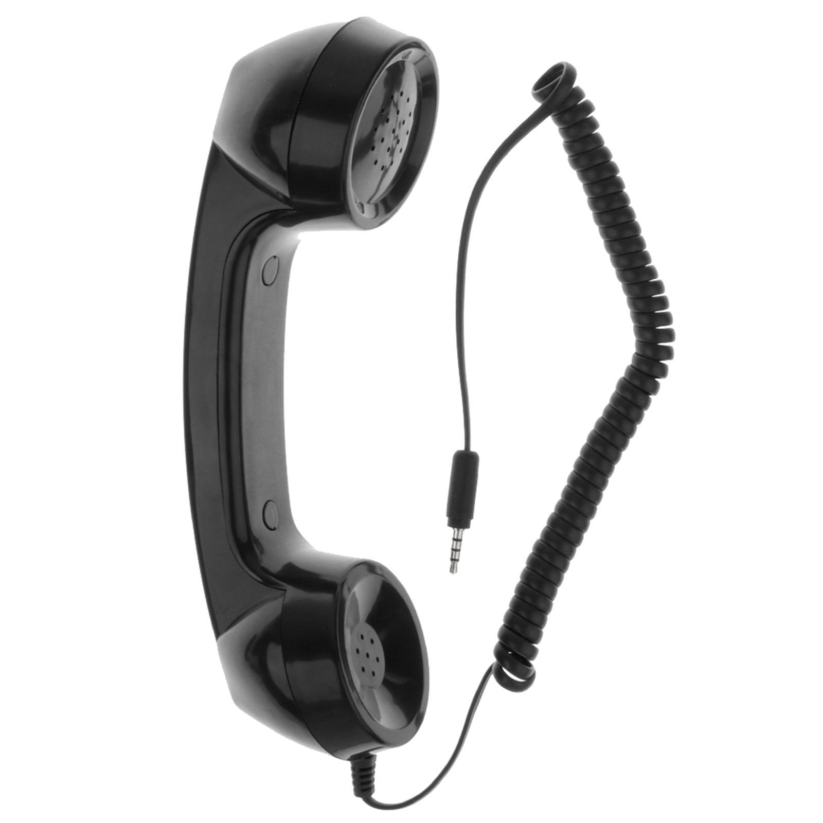 2X 3.5mm Mic Telephone Handset Phone Classic Receiver Black