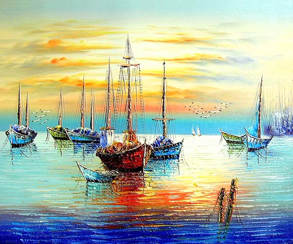 Tranh canvas phong cách sơn dầu - Phong cảnh Bến cảng - PC014