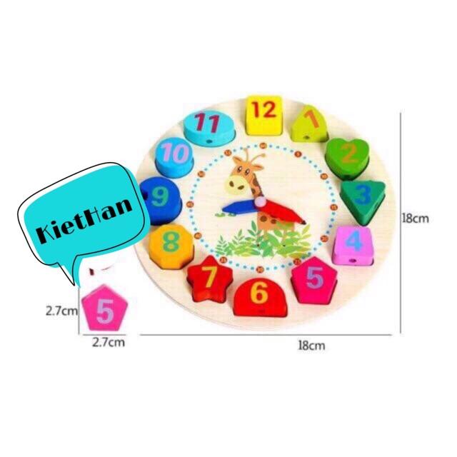 Đồng Hồ Phân Biệt Màu Sắc Và Hình Khối Bằng Gỗ