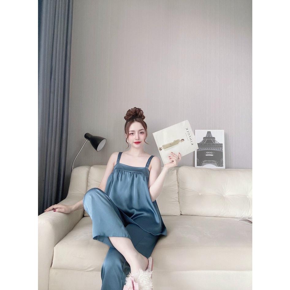 Giá Sôc Sét đồ ngủ 2 dây bảng quần dài đồ bộ lụa satin cao cấp vải mềm mịn