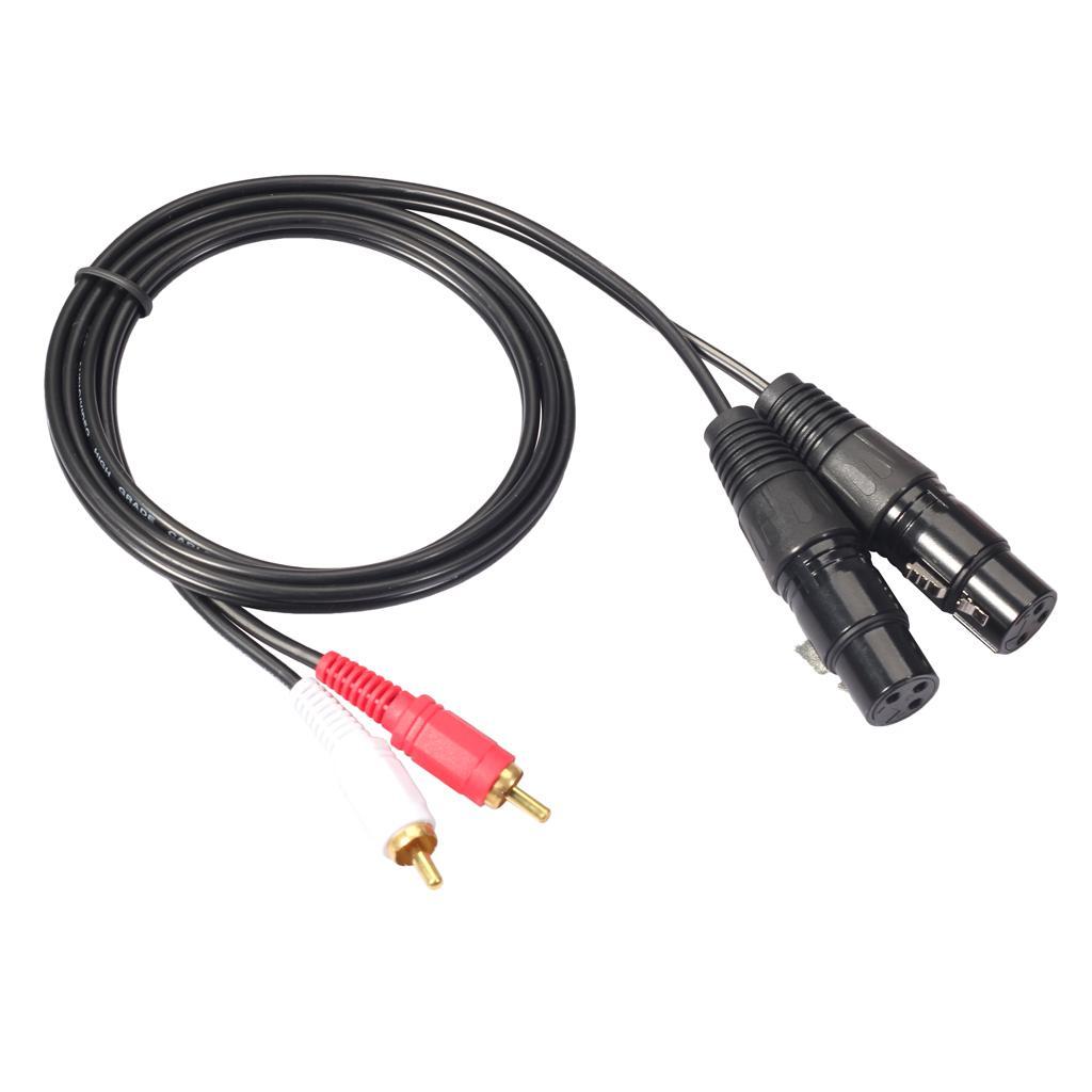 4.9ft XLR Female to RCA Male Cable, Gold Plated 2 RCA Male to 2 XLR Female