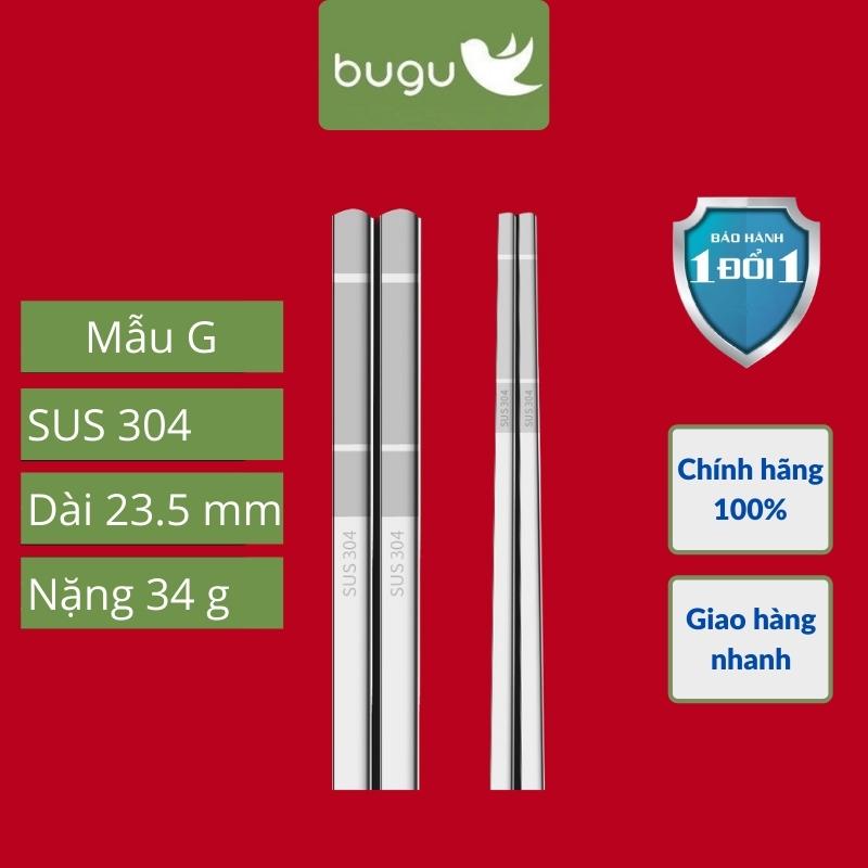 Đũa Inox 304 Kháng Khuẩn Không Trơn Trượt Hoa Văn Tinh Tế  BUGU SK-P02 - Hàng Chính Hãng