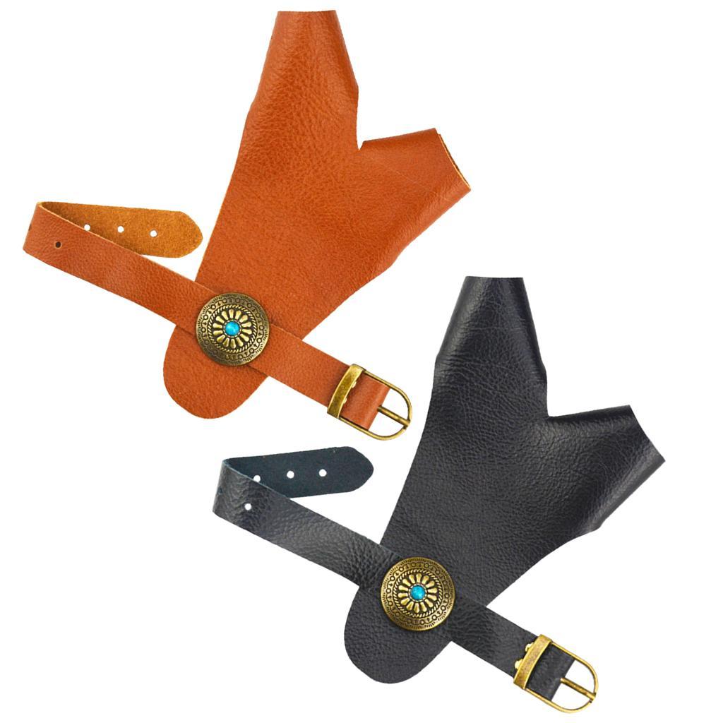 Archery Cow Leather Finger Tab Protector Gloves Arm Hand Guard Tool Black