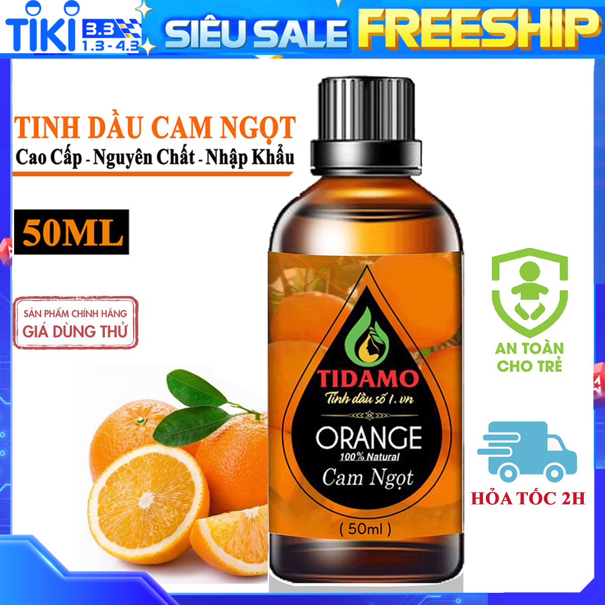 Tinh dầu Cam Ngọt Nguyên Chất 50ML - Tinh dầu Cam Cao Cấp Giúp Thư Giãn Tinh Thần, Khử Mùi, Xua Đuổi Côn Trùng, Thích Hợp Dùng Với Đèn Xông Và Máy Khuếch Tán Tinh Dầu