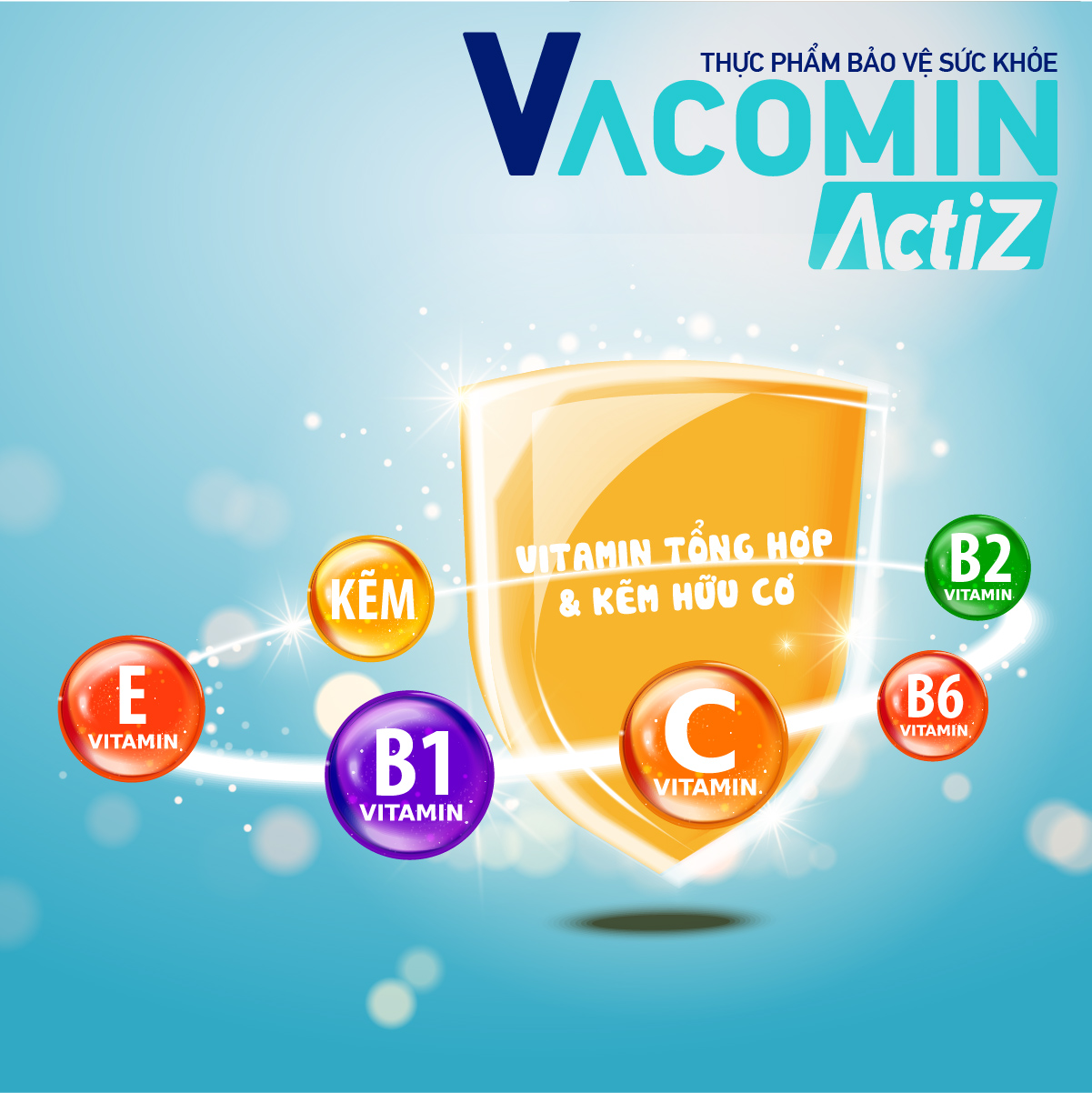 Thực Phẩm Bảo Vệ Sức Khỏe bổ sung vitamin tổng hợp, vitamin nhóm B, E, C và Kẽm hữu cơ Shinpoong Vacomin ActiZ - Hộp 120 viên