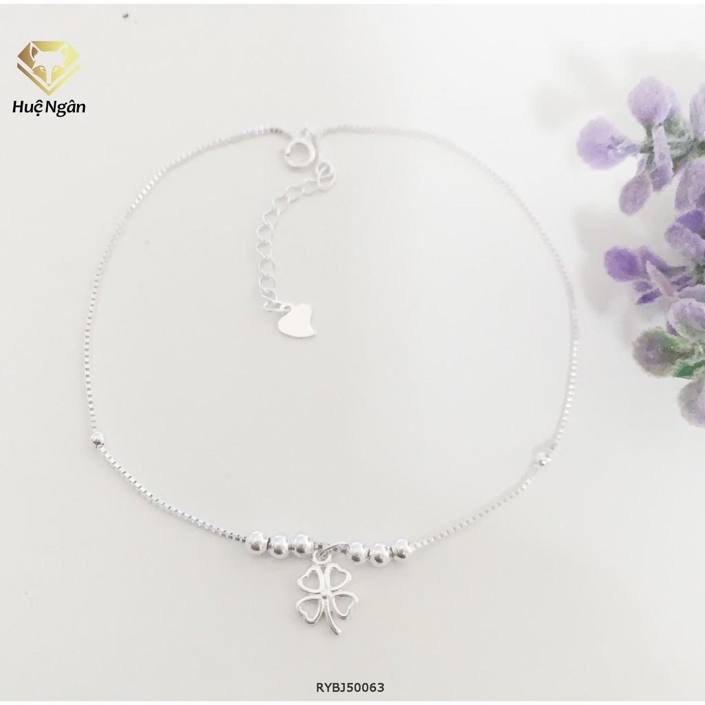 Lắc chân bạc Ý 925 Huệ Ngân -Cỏ bốn lá may mắn RYBJ50063
