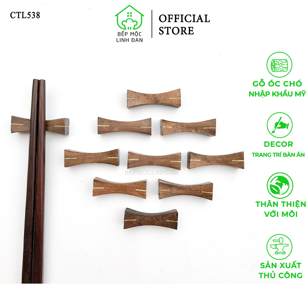 Hình ảnh Bộ 10 Chiếc Gác Đũa Gỗ Óc Chó Decor Phụ Kiện Bàn Ăn Gác Đũa Tiện Dụng - CTL538