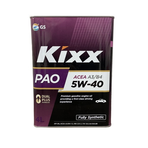 Dầu Nhớt Cao Cấp KIXX PAO A3/B4 5W-40 Fully 4 Lít - Chuyên Dụng Cho Máy Xăng