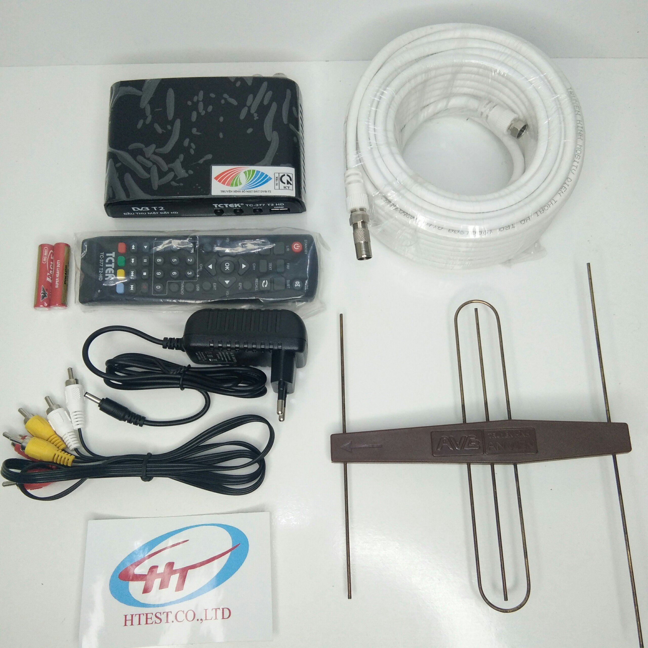 combo đầu thu kỹ thuật số DVB T2 TCtek 377 + anten khuếch đại + dây 15 mét. Hàng Chính Hãng.