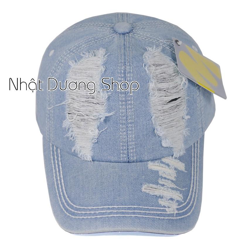 Nón kết jeans thời trang không thêu - Jean rách 2 bên