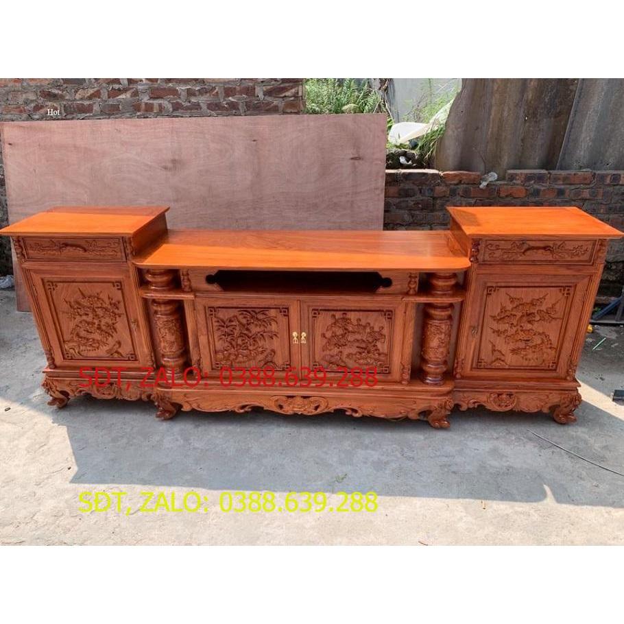 Kệ tivi Kệ tv gỗ gõ đỏ kệ cột nho 2.4m