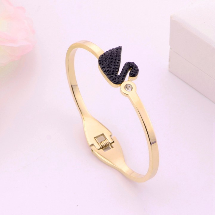 Vòng Tay Thiên Nga Đen Thép Titan Ko Rỉ TT 3590