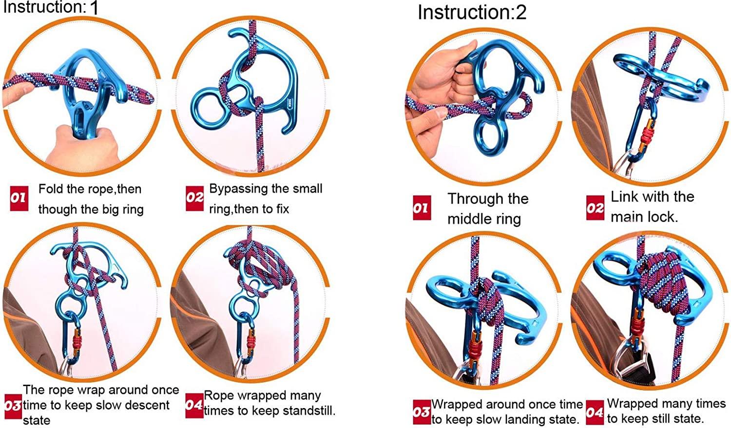 50KN Rescue Figure, 8 DescEndEr Large Bent-Ear Belay và RappElling Gear Belay THIẾT BỊ Leo núi