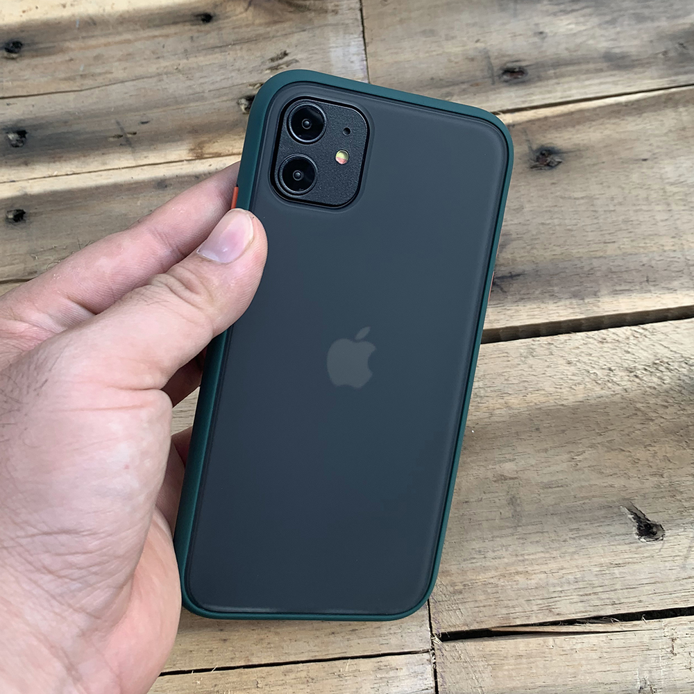 Ốp lưng chống sốc dành cho iPhone 11 nút màu cam - Màu xanh đậm